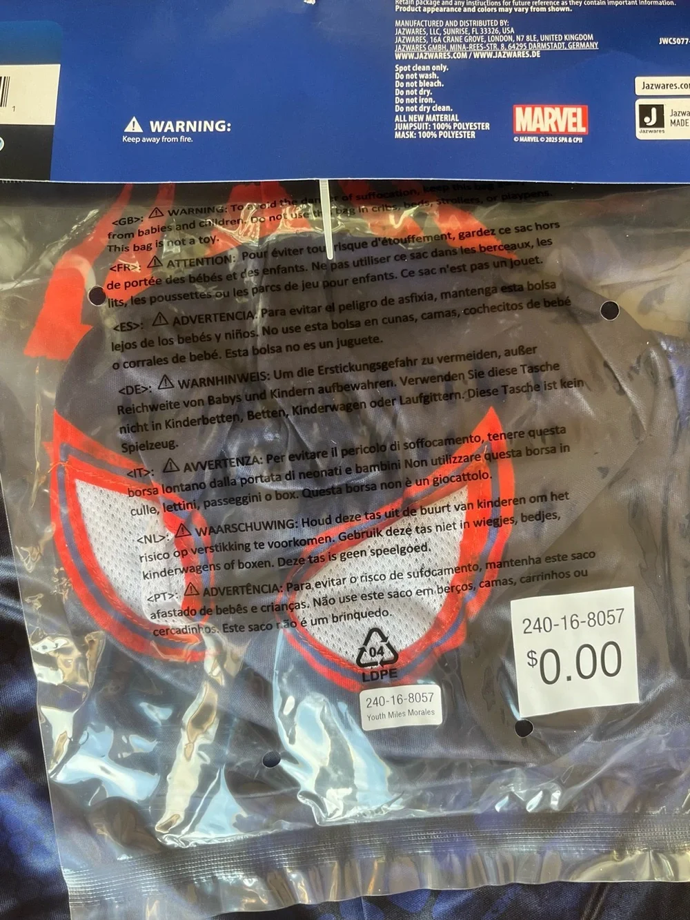 Marvel Miles Morales Spider-Man Costume - Black & Red